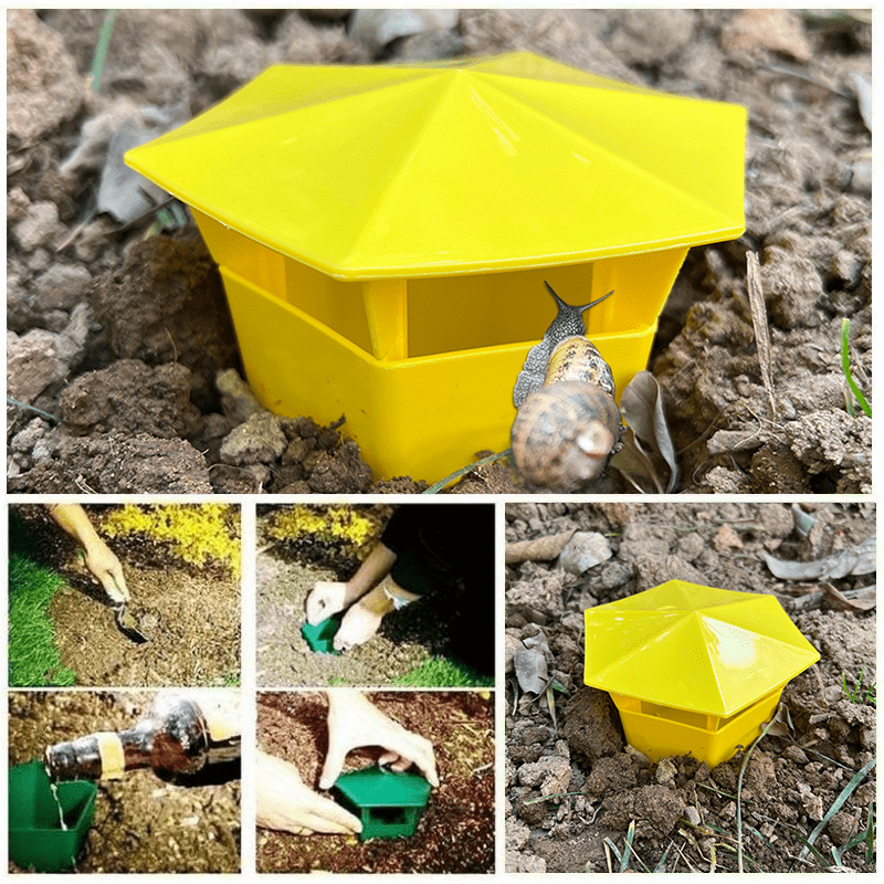 6 Pcs, Beer Slug & Snail Traps, Snail Trap Catcher Tool, New Reusable Plastic Snail Trapper, Slug Plastic Box, Slug Traps for Garden, Plastic Snail Trapper for Vegetable Garden Farm Decor