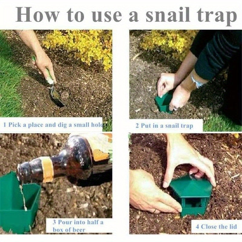 6 Pcs, Beer Slug & Snail Traps, Snail Trap Catcher Tool, New Reusable Plastic Snail Trapper, Slug Plastic Box, Slug Traps for Garden, Plastic Snail Trapper for Vegetable Garden Farm Decor