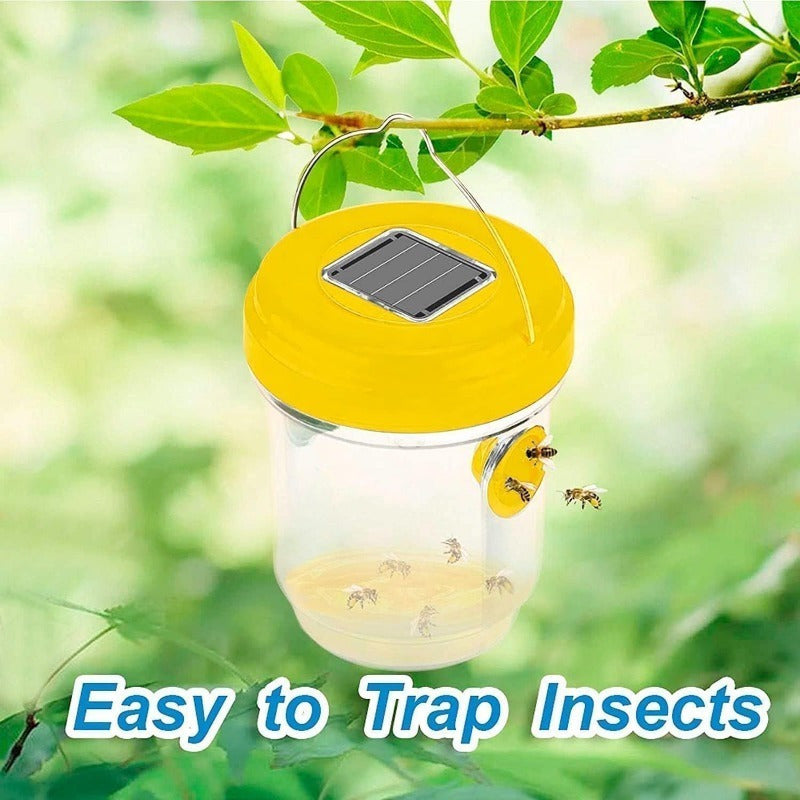 3 Pcs Solar Wasp Traps Outdoor Hanging, Solar Powered Wasp Killer Hanging for Outside with UV LED Light, Reusable Bee Trap Catcher Outdoor, for Hornets, Yellow Jackets Fly, Flying Insect and Wasps, Indoor Outdoor Patio Garden Home