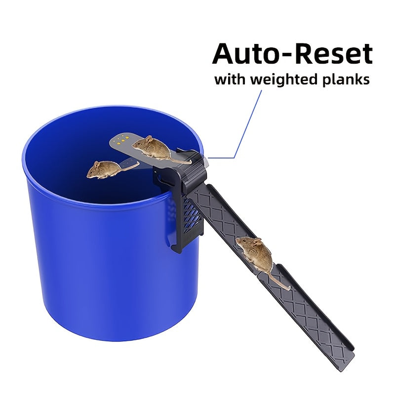 2pcs, Bucket Lid Mouse Rat Trap, Reusable Humane Mouse Trap, 5 Gallon Bucket Compatible, Flip and Slide, Mini Flip N Slide, Durable, Rat Traps for House Walk The Plank Auto Reset Rat Traps Outdoors, Humane, Catch and Release