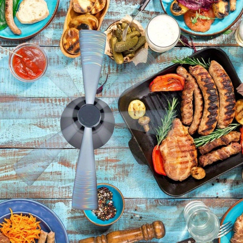 1Pc, Fly Fans for Tables, Fly Fan Outdoor Indoor Keep Flies Away, Table Top Fly Fan Fly Spinner with Holographic Blades, Fly Deterrent for Picnic, Restaurant, Party, Home, BBQ