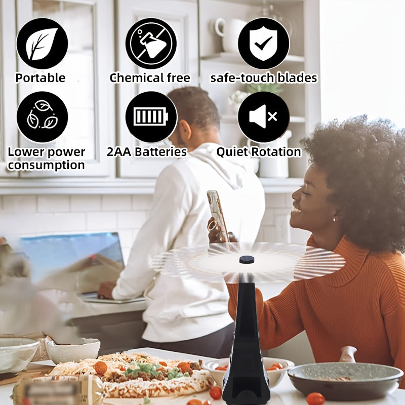 4Pcs, Fly Swatter Fan for Outside or Inside Meal, Picnic Fan for Table Use, Fly Repellent Fan Outdoor Indoor Keep Flies Away, Fly Fans for Tables, Barbeque, Events, Picnic, Party, Restaurant and Kitchen, Battery Operated Food Spinning Fan