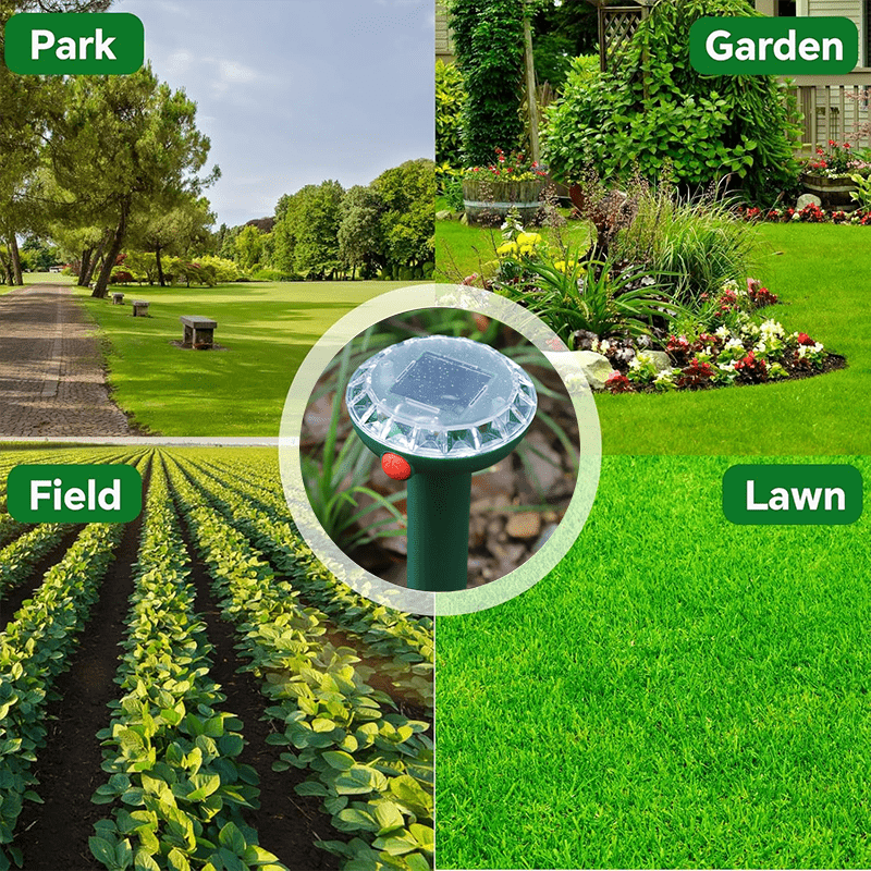 4Pcs, Mole Repellent Solar Powered 4 Pack, Snake Vole Repellent Outdoor, Gopher Repellent Soundwave technology Solar Powered for Lawn Garden, Sonic Mole Spikes, Get Rid of Moles Groundhog Chipmunk Repellent