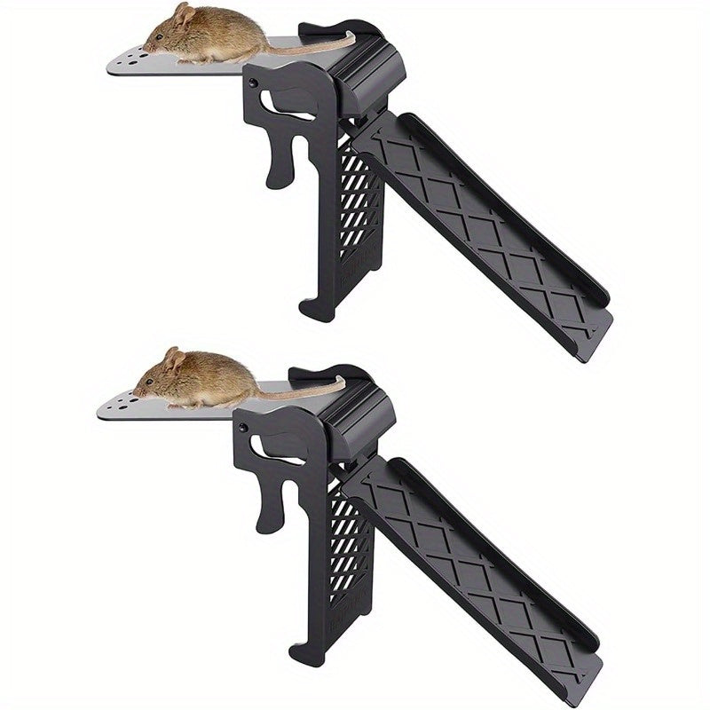 2pcs, Bucket Lid Mouse Rat Trap, Reusable Humane Mouse Trap, 5 Gallon Bucket Compatible, Flip and Slide, Mini Flip N Slide, Durable, Rat Traps for House Walk The Plank Auto Reset Rat Traps Outdoors, Humane, Catch and Release