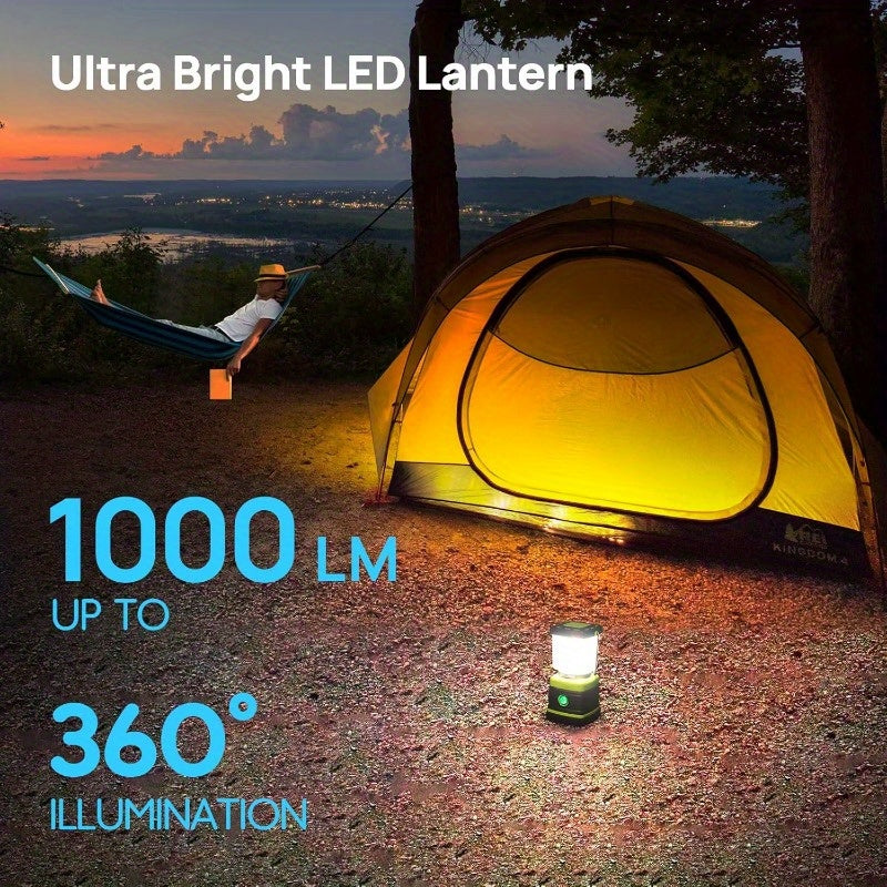 LED Camping Lantern, Battery Powered Camping Lights, 1000LM, 4 Light Modes,Tent Lights, Portable Flashlight for Power Outages, Emergency, Hurricane, Hiking