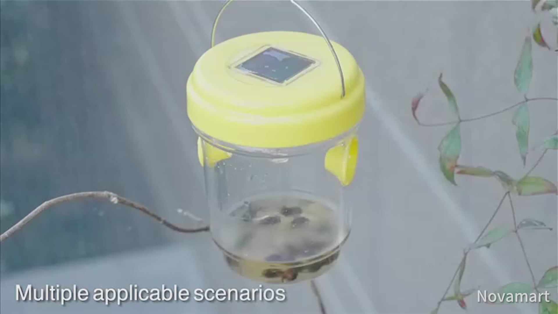 3 Pcs Solar Wasp Traps Outdoor Hanging, Solar Powered Wasp Killer Hanging for Outside with UV LED Light, Reusable Bee Trap Catcher Outdoor, for Hornets, Yellow Jackets Fly, Flying Insect and Wasps, Indoor Outdoor Patio Garden Home